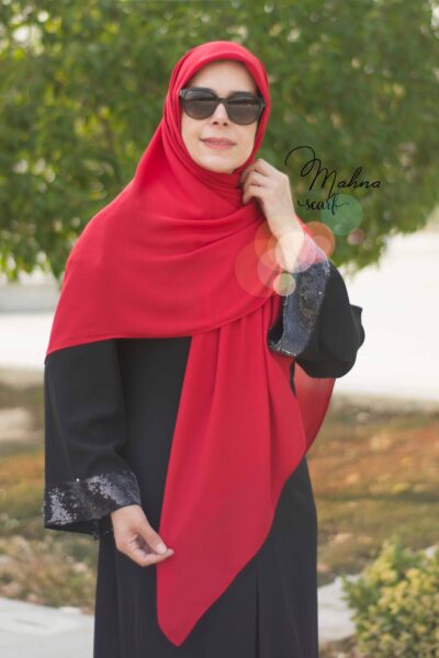 روسری کرپ حریر قرمز