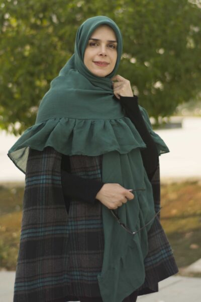 روسری چیندار سبز زمردی