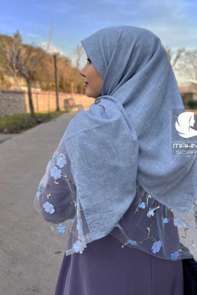 روسری تور گلدوزی آبی