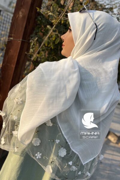 روسری تور گلدوزی سفید