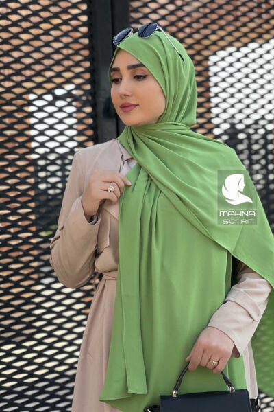 شال کرپ حریر سبز روشن