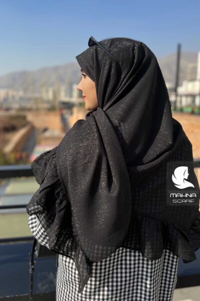 روسری کریشه لمه مشکی چیندار