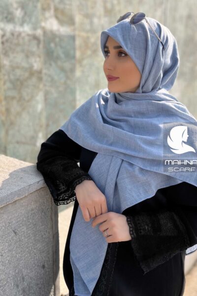 روسری وال نخی آبی روشن