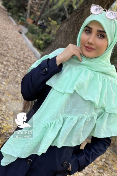 روسری چیندار سبز روشن