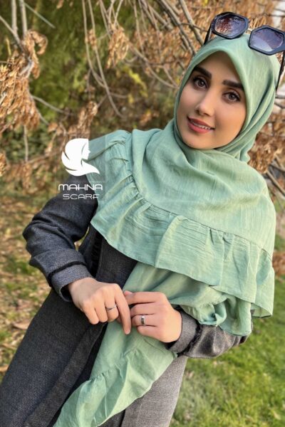 روسری چیندار سبز پاستلی
