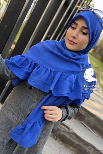 روسری چیندار آبی کاربنی