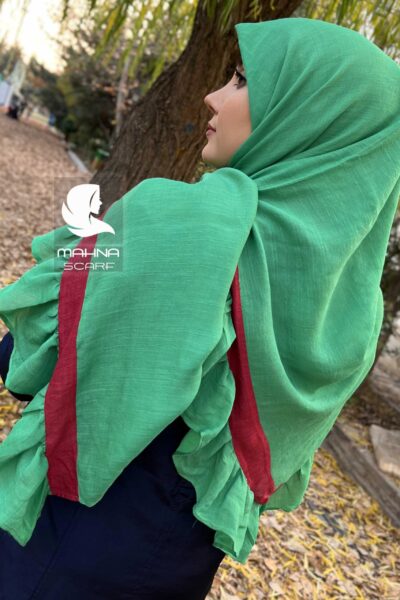 روسری چیندار دو رنگ سبز سیدی