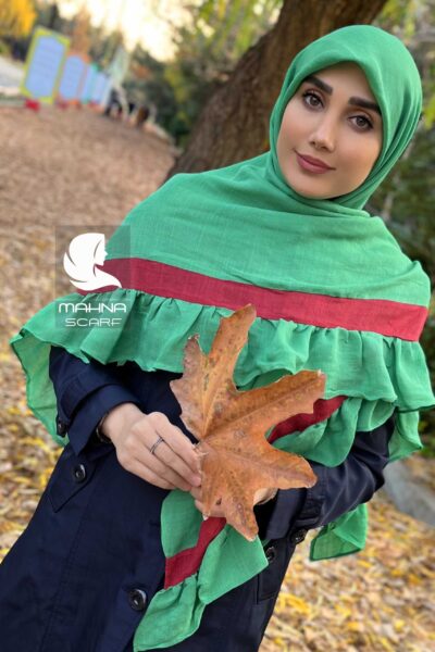روسری چیندار دو رنگ سبز سیدی