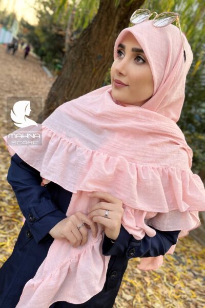 روسری چیندار صورتی روشن
