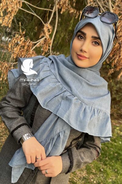 روسری چیندار آبی نفتی