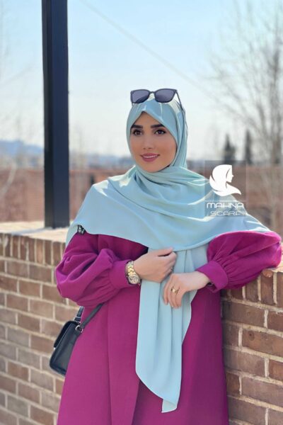 روسری کرپ حریر سبز دریایی