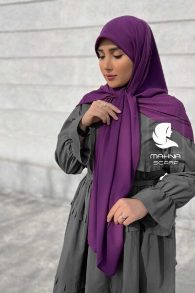 روسری کرپ حریر بنفش