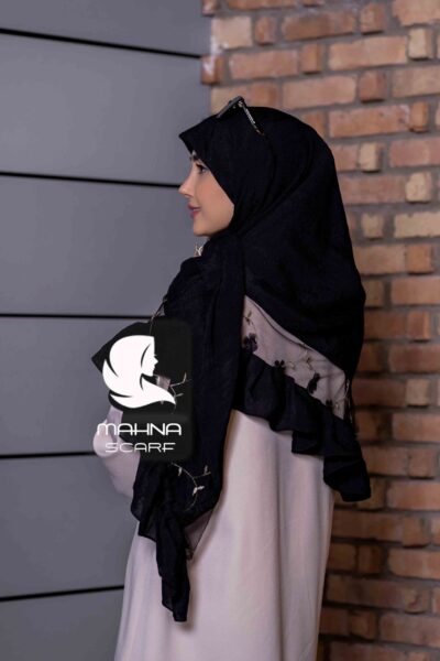 روسری بهارناز چیندار مشکی