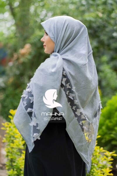 روسری بهارناز پروانه ای طوسی