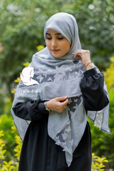 روسری بهارناز پروانه ای طوسی