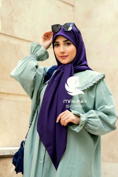 روسری کرپ حریر بنفش تیره