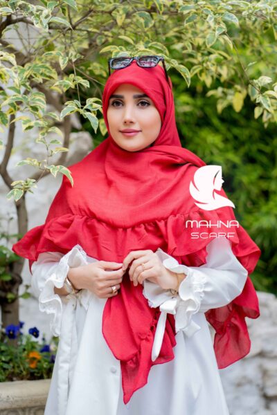 روسری چیندار قرمز تیره