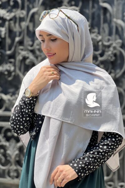 روسری ساتن ابریشم طوسی روشن - کوپرا