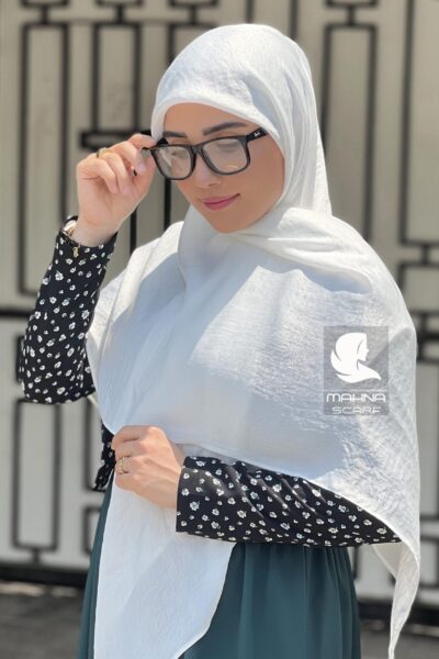 روسری ساتن ابریشم سفید - کوپرا