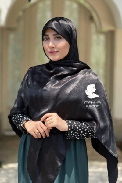 روسری ساتن ابریشم مشکی - کوپرا