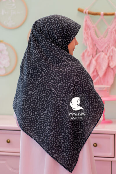 روسری وال نخی ژاکارد گلدار مشکی کد 1