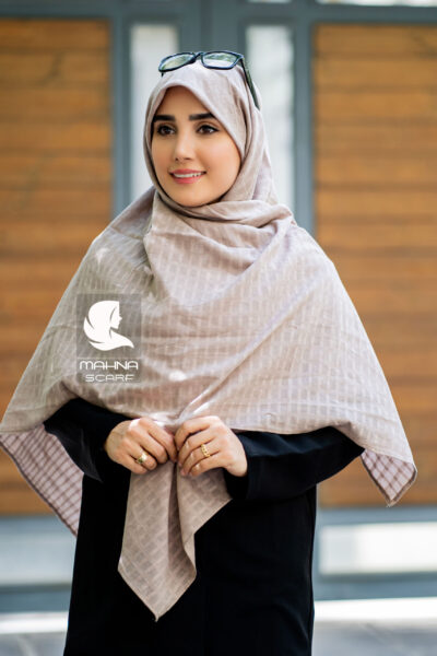 روسری وال نخی ژاکارد نسکافه ای