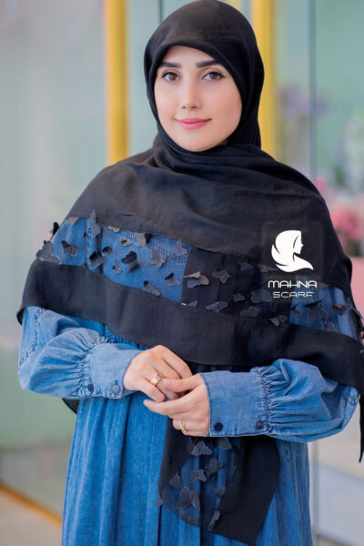 روسری بهارناز مشکی پروانه ای