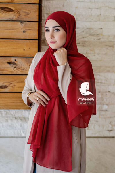شال کلاهدار کریشه حریر زرشکی
