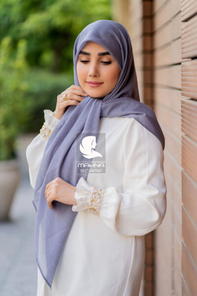 روسری کریشه لمه طوسی