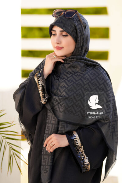 روسری نخ ابریشم لمه دار فندی