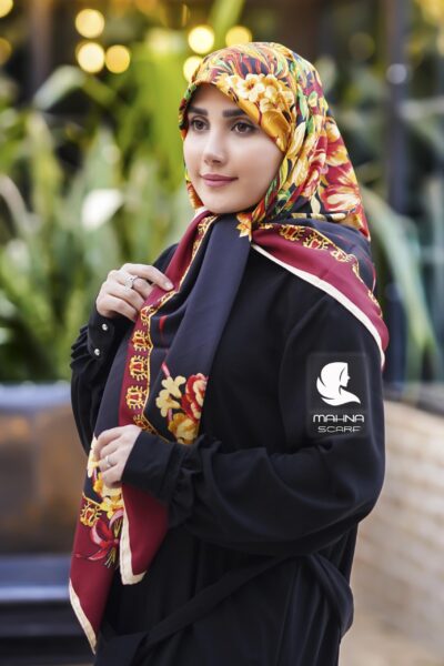 روسری ابریشم توییل وارداتی طرح گل