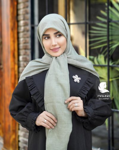 روسری وال نخی سبز روشن کد 2