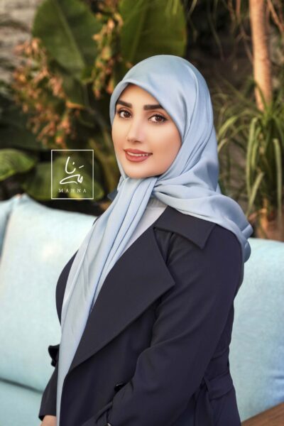 روسری ساتن پوکو آبی روشن