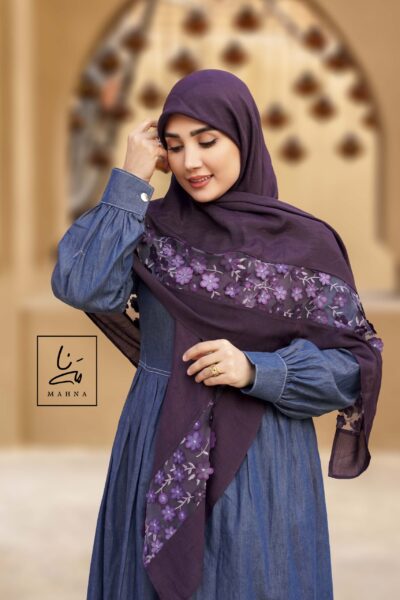 روسری بهارناز بنفش بادمجانی