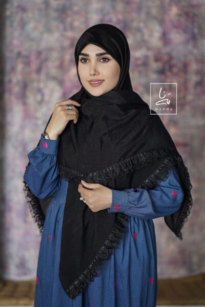 روسری مشکی تور پلیسه جدید