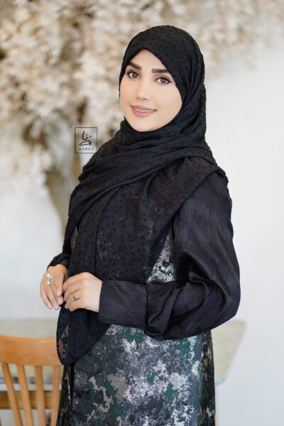 روسری حریر نخ دووره لمه دار