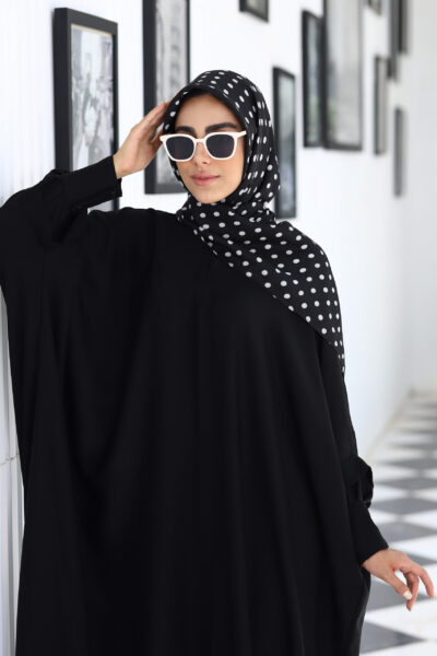 روسری طرح خالخالی کرپ حریر