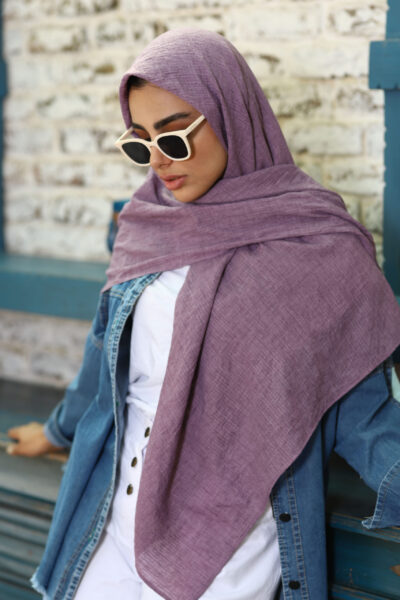 روسری وال نخی راه راه یاسی تیره