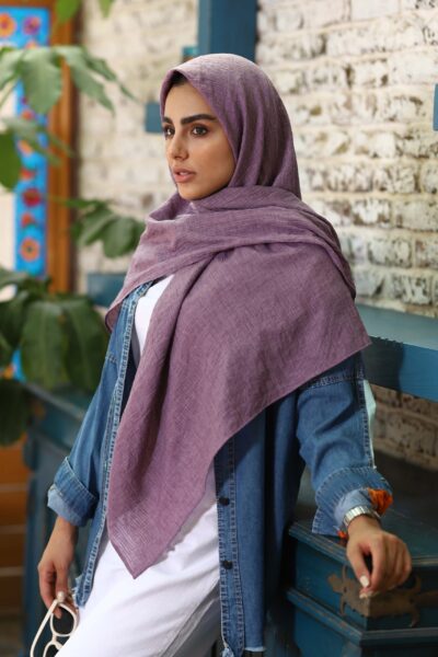 روسری وال نخی راه راه یاسی تیره