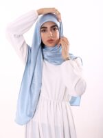 روسری ساتن ابریشم آبی آسمانی - کوپرا