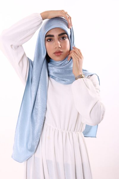 روسری ساتن ابریشم آبی آسمانی - کوپرا