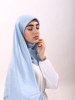 روسری ساتن ابریشم آبی آسمانی - کوپرا