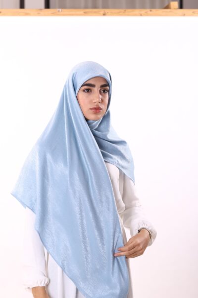 روسری ساتن ابریشم آبی آسمانی - کوپرا