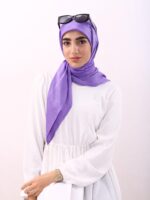 روسری ساتن ابریشم رنگ بنفش روشن