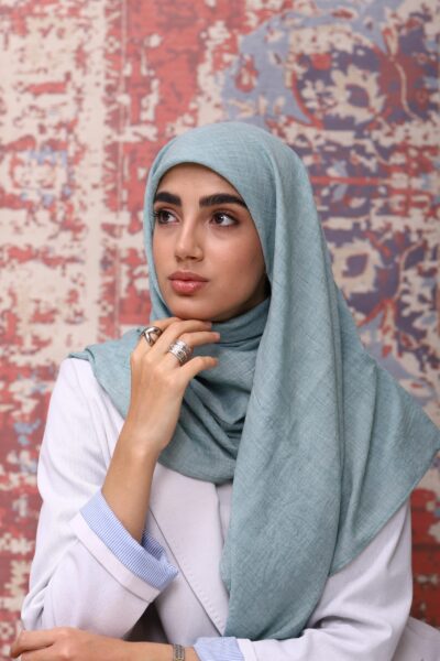 روسری وال نخی سبز پاستلی