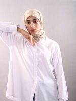 روسری وال نخی ژاکارد خالخالی کرم