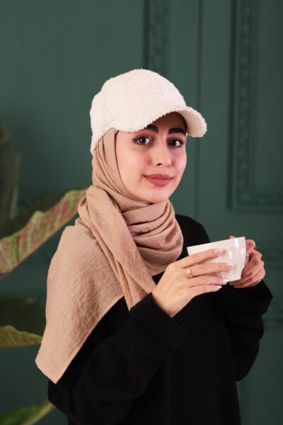روسری وال نخی کرم تیره