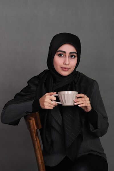 روسری ساتن خطدار مشکی