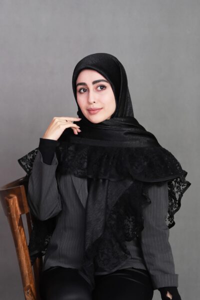 روسری مشکی تور چیندار فلوک گلسا