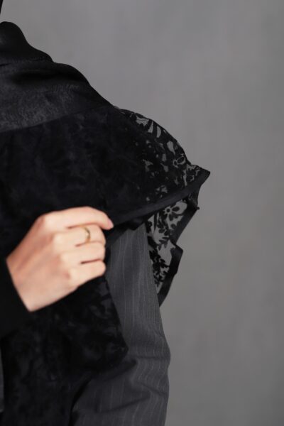 روسری مشکی تور چیندار فلوک گلسا